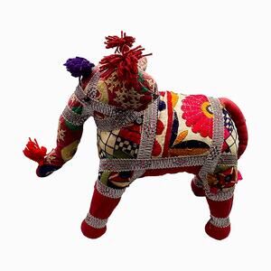 Vintage 11" Rajasthani Hand-Stitched/Embroidered Colorful Elephant Animal Decor